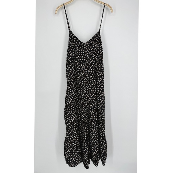 Natural Life Wide Leg Jumpsuit XL Black Floral Boho Cottagecore Casual Comfy - Picture 2 of 9